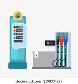 Modern gasoline column. Refueling. Vector illustration in the style of Flat.