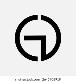 Logotipo inicial de GD moderno em forma circular, ideal para projetos de marca, identidade e design gráfico.