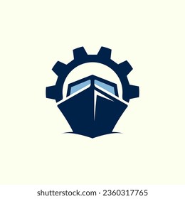 Modern gear boat logo illustration design