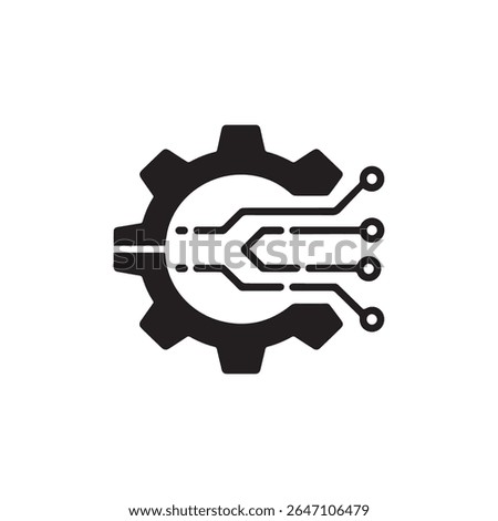 Modern gear and circuit vector icon representing digital technology innovation automation and engineering. Perfect for tech logos and industrial branding.
