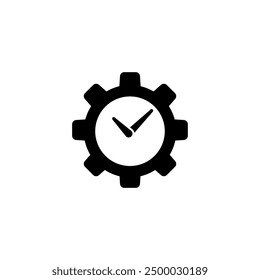 Icono moderno de reloj de engranajes que simboliza una gestión eficiente del tiempo.