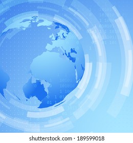 Modern gear with globe background. Vector illustration