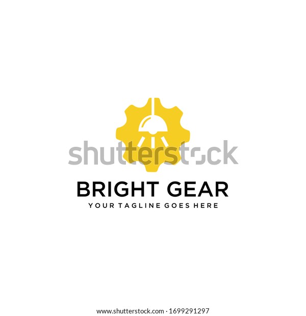 Modern gear with light bulb logo icon vector\
sign industrial