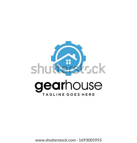 Modern gear logo icon vector sign industrial with real estate house sign