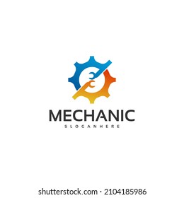 modern gear and spanner logo design vector in gradient color