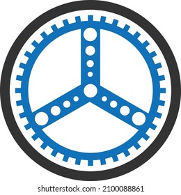Modern Gears icon blue color vector. Settings icon,Gear symbol. Vector gear tool or button for web application or UI.