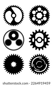 Modern gears set with different style isolated