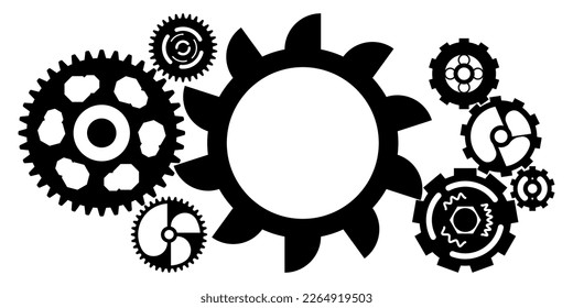 Modern gears set system isolated on white background with different style and design
