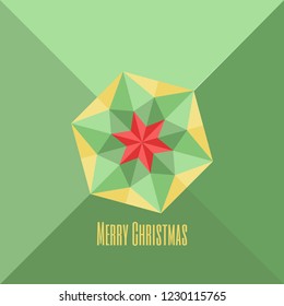 Modern gemotric element on a green background. Simple vector illustration. Graphic design. Festive wallpaper. Christmas greeting card.