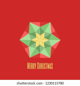 Modern gemotric element on a red background. Simple vector illustration. Graphic design. Festive wallpaper. Christmas greeting card.