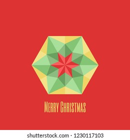 Modern gemotric element on a red background. Simple vector illustration. Graphic design. Festive wallpaper. Christmas greeting card.