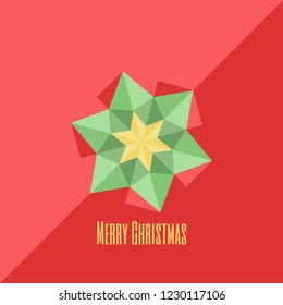 Modern gemotric element on a red background. Simple vector illustration. Graphic design. Festive wallpaper. Christmas greeting card.