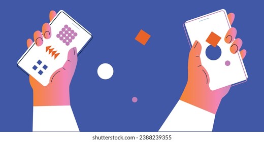 Modern generations. Digital Marketing. Business activities. Modern deep machine learning technology. Flat vector 
