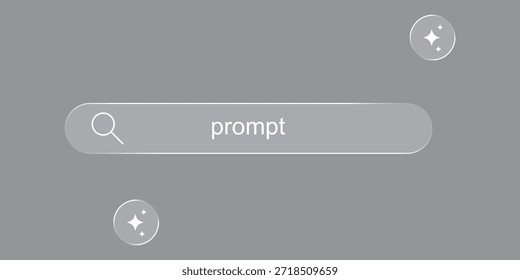 Moderne generative KI-Bar. Flüssigglaselement mit erzeugtem Symbol. Künstliche Intelligenz. Benutzeroberflächenelement für ui ux design. Transparente Rahmen und Tasten. Vektorgrafik