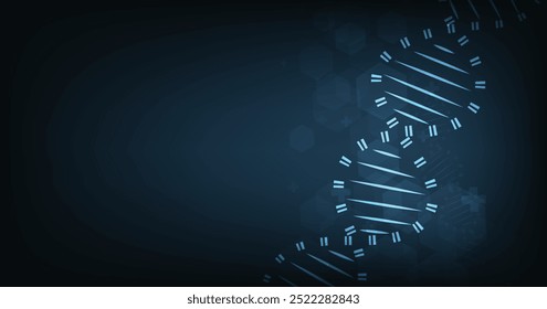 Modern genetics background.Depicting innovation in shape of a DNA double helix on dark blue background. Science and Technology concept. Vector illustration.	
