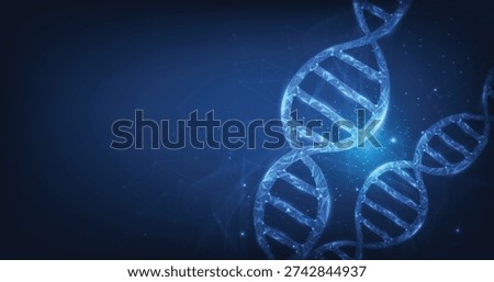 Modern genetics background.Depicting innovation in shape of a DNA double helix on dark blue background. Science and Technology concept. Vector illustration	
