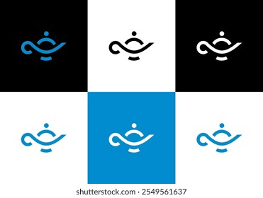 modern genie teapot illustration vector logo