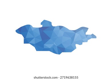 modern geographic map of Mongolia rendered in a stylized low poly triangulated mesh design