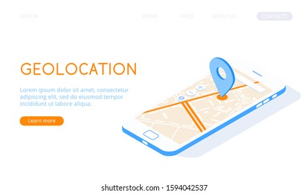 Modern Geolocation  isometric vector illustration.  