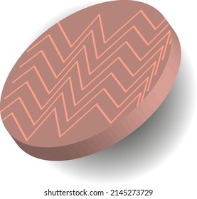 Modern geometric 3d abstract vector Small isolated short cylinders, pills, candies, circles with zigzags