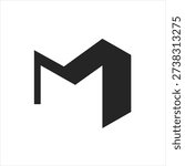 Modern geometric 3D letter M logo symbol with strong angular structure. Minimal black monogram suitable for architecture studios, construction companies, engineering firms and technology brands.