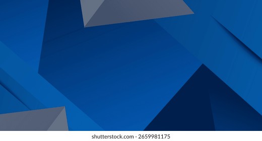 Modern geometric abstract 3D background with dark blue background design. Gray triangle shapes pattern. Vector Eps10

