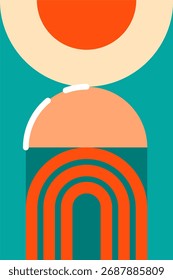 Modernes geometrisches abstraktes Bogenposter mit fetten Formen und Retro-Farbpalette