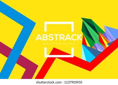 modern geometric abstract background. Bright yellow banner with blue stripes stripes, textured background. Business template for a bright color. Realistic stripes background.