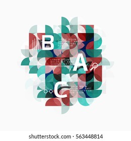 Fondo abstracto geométrico moderno, círculos sobre blanco. Fondo de plantilla de vector para diseño de flujo de trabajo, diagrama, opciones de número o diseño web