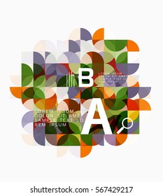 Fondo abstracto geométrico moderno, círculos sobre blanco. Fondo de plantilla de vector para diseño de flujo de trabajo, diagrama, opciones de número o diseño web