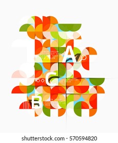 Modern geometric abstract background, circles on white. Vector template background for workflow layout, diagram, number options or web design