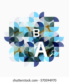 Fondo abstracto geométrico moderno, círculos sobre blanco. Fondo de plantilla de vector para diseño de flujo de trabajo, diagrama, opciones de número o diseño web