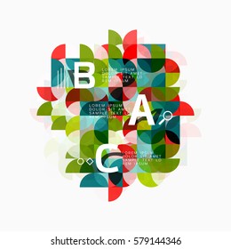 Fondo abstracto geométrico moderno, círculos sobre blanco. Fondo de plantilla de vector para diseño de flujo de trabajo, diagrama, opciones de número o diseño web