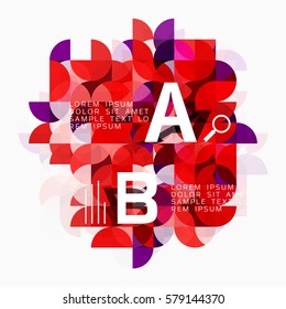Fondo abstracto geométrico moderno, círculos sobre blanco. Fondo de plantilla de vector para diseño de flujo de trabajo, diagrama, opciones de número o diseño web