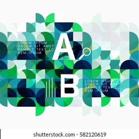 Fondo abstracto geométrico moderno, círculos sobre blanco. Fondo de plantilla de vector para diseño de flujo de trabajo, diagrama, opciones de número o diseño web