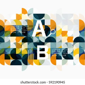 Fondo abstracto geométrico moderno, círculos sobre blanco. Fondo de plantilla de vector para diseño de flujo de trabajo, diagrama, opciones de número o diseño web