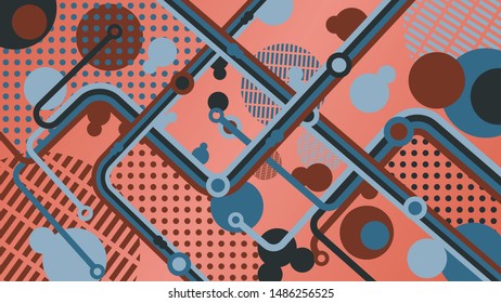 Modern geometric abstract background. A combination of lines, circles and rectangles. Abstract vector styles can be used in cover designs, book designs, posters, wallpapers. Brown background.