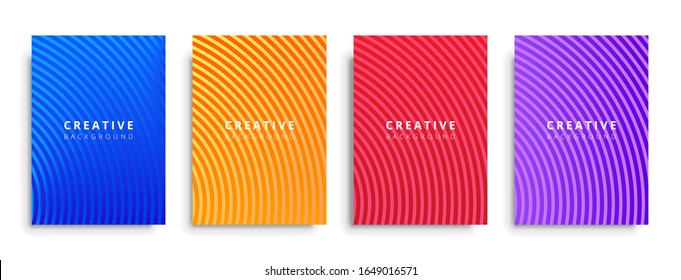Modern geometric abstract background covers set. Cool gradient shapes composition, vector covers design. Minimal covers design. Colorful halftone gradients. Future geometric patterns