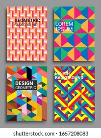 Modern geometric abstract background covers set. Cool gradient shapes composition, vector covers design.