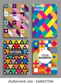 Modern geometric abstract background covers set. Cool gradient shapes composition, vector covers design.