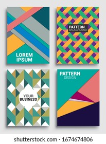 Modern geometric abstract background covers set. Cool gradient shapes composition, vector covers design.