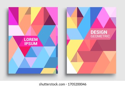 Modern geometric abstract background covers set. Cool gradient shapes composition, vector covers design.
