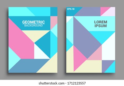 Modern geometric abstract background covers set. Cool gradient shapes composition, vector covers design.