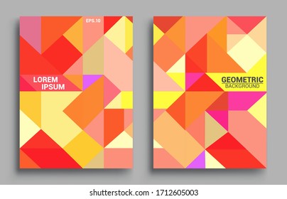 Modern geometric abstract background covers set. Cool gradient shapes composition, vector covers design.