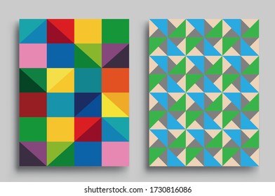Modern geometric abstract background covers set. Cool gradient shapes composition, vector covers design.