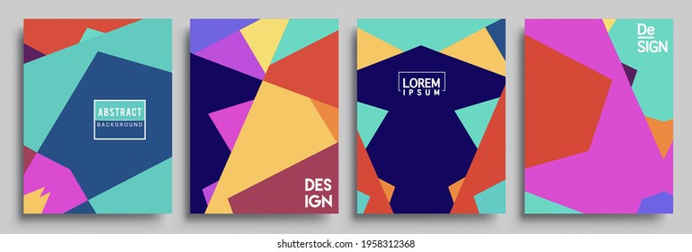 Modern geometric abstract background covers set. Cool gradient shapes composition, vector covers design
