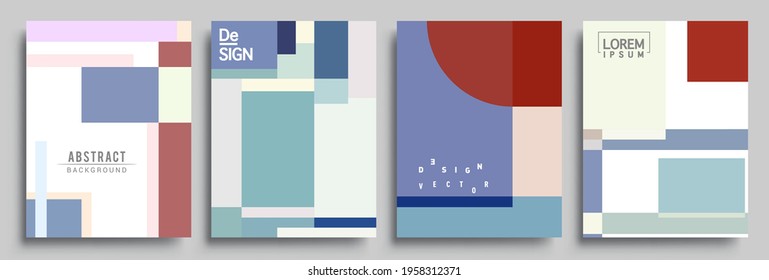 Fundas de fondo abstractas geométricas modernas. Composición de formas de gradiente frío, diseño de cubiertas vectoriales