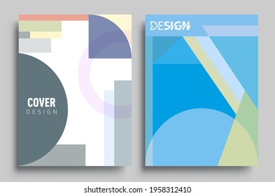 Fundas de fondo abstractas geométricas modernas. Fondo geométrico colorido, conjunto de la tapa A4. Diseño de cabecera para volante, libro, marco de pancarta info, hoja de título. Diseño moderno. Diseño de plantilla de folleto