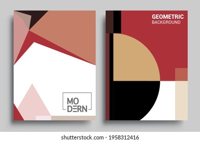 Moderne, geometrische abstrakte Hintergrundabdeckungen. Farbiger geometrischer Hintergrund, Set von A4-Abdeckung. Header Design für Flyer, Buch, Infobanner Rahmen, Titelblatt. Modernes Design. Broschüren-Vorlagenlayout