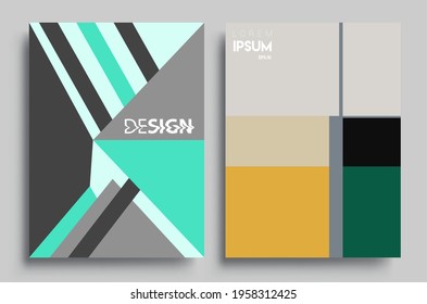 Fundas de fondo abstractas geométricas modernas. Fondo geométrico colorido, conjunto de la tapa A4. Diseño de cabecera para volante, libro, marco de pancarta info, hoja de título. Diseño moderno. Diseño de plantilla de folleto